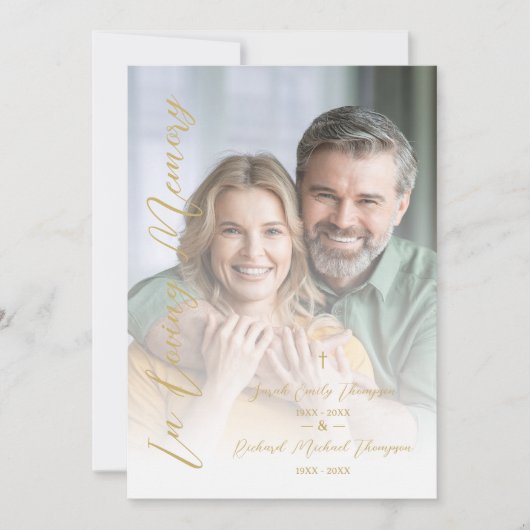Invitation In Loving Memory Elegant Custom Couple's Funeral  (Devant)