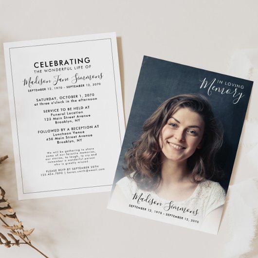 Invitation In Loving Memory Photo Célébration des funérailles