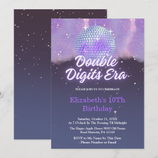 Invitation In My Double Digits Era 10th Birthday Disco Ball
