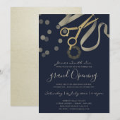 INVITATION INAUGURATION RUBAN ARGENT PERLE MARINE (Devant / Derrière)