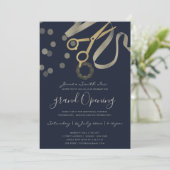 INVITATION INAUGURATION RUBAN ARGENT PERLE NAVY GRAND OUVERTU (Debout devant)