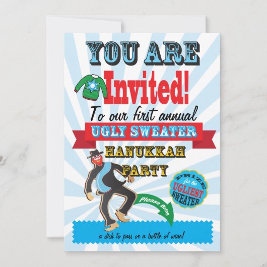 Invitation Inconvénients du pull Hanoukka Party (Dos)