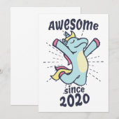 Invitation Incroyable depuis 2020 - Licorne Anniversaire Enfa (Devant / Derrière)