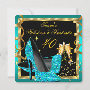 Invitation Incroyable Fantastique Moderne Bleu Canard Noir Or