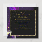 Invitation Incroyable Fantastique Moderne Violet Or Anniversa (Dos)