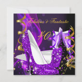 Invitation Incroyable Fantastique Moderne Violet Or Anniversa (Devant)