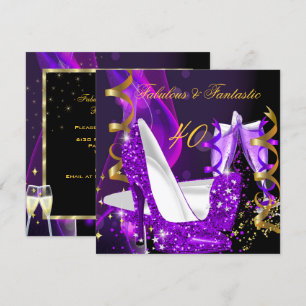 Invitation Incroyable Fantastique Moderne Violet Or Anniversa