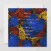 Invitation Incroyables talons dorés bleus royaux 40 ans Fleur (Dos)