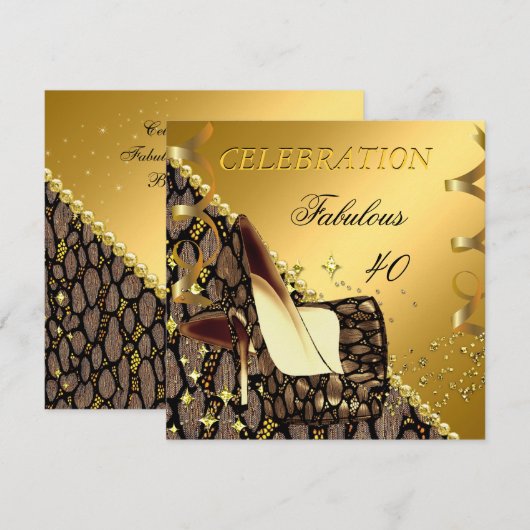 Invitation Incroyables talons exotiques dorés marron 40 ans A (Devant / Derrière)