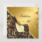 Invitation Incroyables talons exotiques dorés marron 40 ans A (Devant)