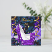 Invitation Incroyables talons hauts or pourpre 40 ans Fleurs (Debout devant)