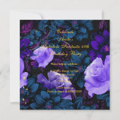 Invitation Incroyables talons hauts or pourpre 40 ans Fleurs (Dos)