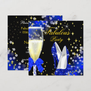 Invitation Incroyables talons hauts pailletés bleu royal pour