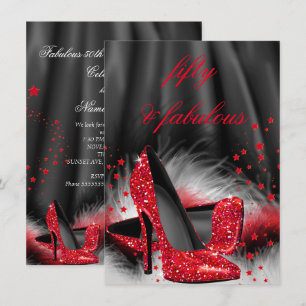 Invitation Incroyables talons hauts rouges 50 Soie noire Anni