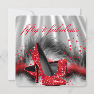 Invitation Incroyables talons hauts rouges 50 Soie noire arge