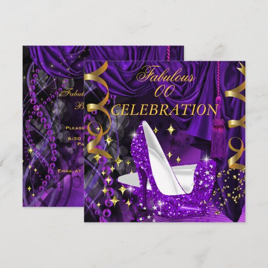 Invitation Incroyables talons hauts violets dorés pour femmes (Devant / Derrière)