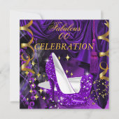 Invitation Incroyables talons hauts violets dorés pour femmes (Devant)
