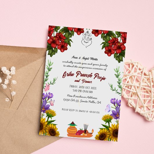 Invitation Inde Hindu Houseréchauffe Griha Pravesh