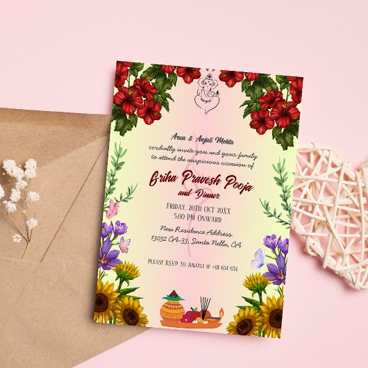 Invitation Inde Hindu Houseréchauffe Griha Pravesh