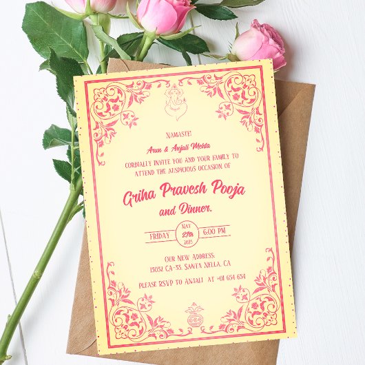 Invitation Inde Hindu Houseréchauffe Griha Pravesh