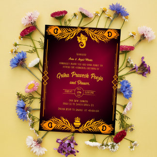Invitation Inde Hindu Houseréchauffe Griha Pravesh