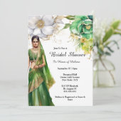 Invitation Inde mariée fleurs d'or vert botanique (Debout devant)
