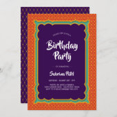 Invitation Inde Motif fête d'anniversaire 3 (Devant / Derrière)
