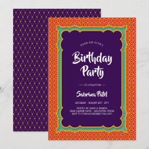 Invitation Inde Motif fête d'anniversaire 3