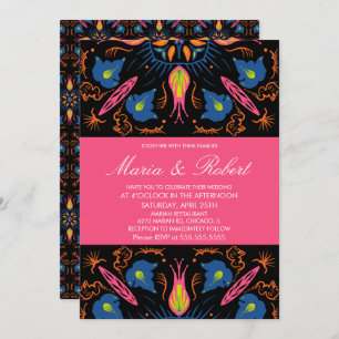 Invitation Inde Thème Mariage Elephant Floral Black Invitat