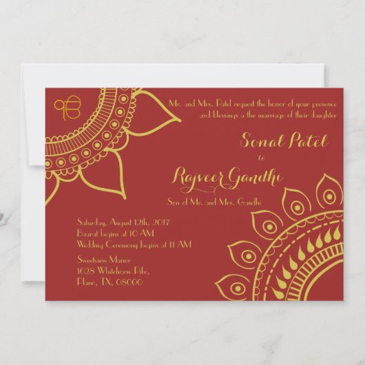 Invitation Inde : Un mariage indien avec des SIkh Ik Onkar in (Devant)