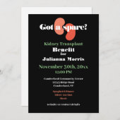 Invitation Indemnité de greffe de rein Findraisage conception (Devant / Derrière)