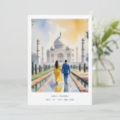 Invitation India Agra Taj Mahal Romantic Cityscape Wedding  (Debout devant)