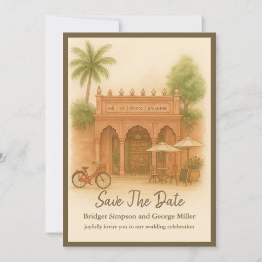 Invitation Indian Courtyard Destination mariage enregistrer l (Devant)