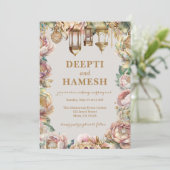 Invitation Indian Mehndi Arabian Nights Pastel Floral (Debout devant)