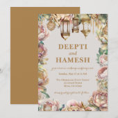 Invitation Indian Mehndi Arabian Nights Pastel Floral (Devant / Derrière)