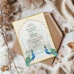 Invitation Indian Peacock Gold Taj Mahal Mariage esthétique<br><div class="desc">Invitation vos êtres chers pour célébrer votre union avec notre Faire-part de mariage indien classique, un design intemporel qui marie magnifiquement l'élégance culturelle et la sophistication moderne. Parfait pour les mariages hindous, cette invitation est conçue pour laisser une impression durable à vos invités. L'avant de la carte présente tous les...</div>