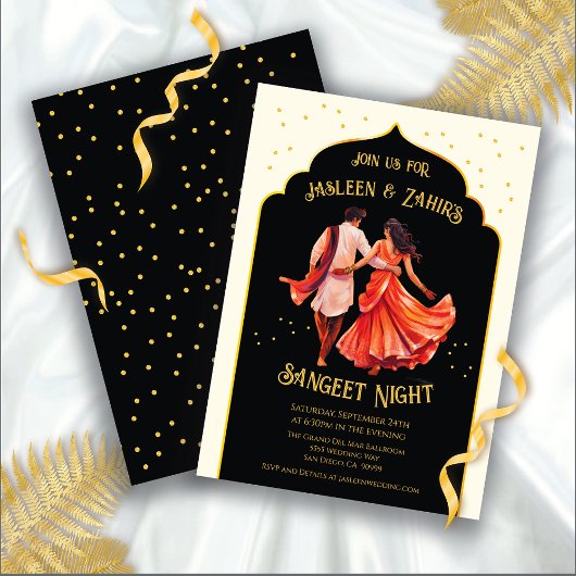 Invitation Indian Sangeet Night Dancing Couple