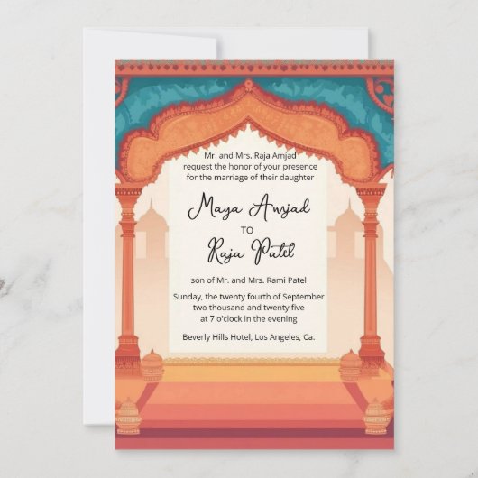 Invitation Indian Wedding India Architecture Frame (Devant)