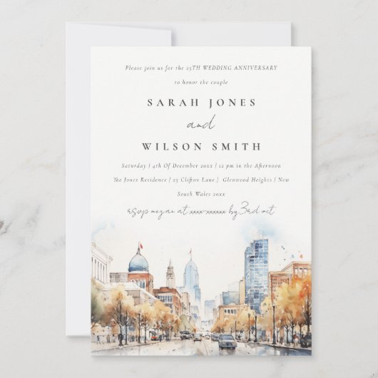 Invitation Indianapolis Indiana Landscape Wedding Anniversary (Devant)