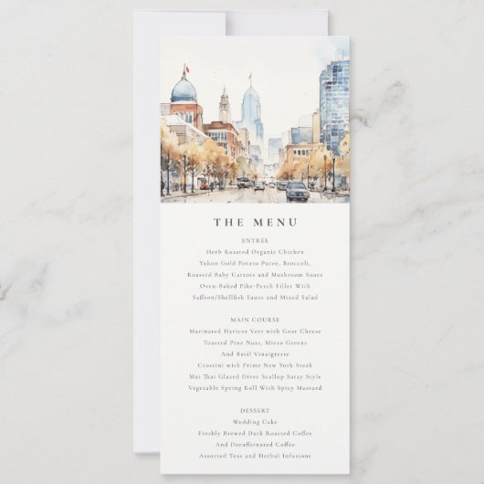 Invitation Indianapolis, Indiana Landscape Wedding Menu Card (Devant)