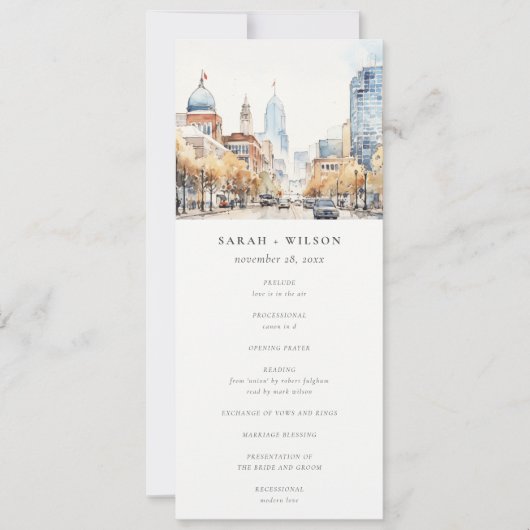 Invitation Indianapolis, Indiana Landscape Wedding Program (Devant)