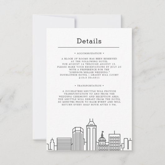 Invitation Indianapolis, Indiana Mariage | Détails de l'invit (Devant)