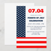 Invitation Indicateur Étoiles et rayures 4 juillet (Devant / Derrière)