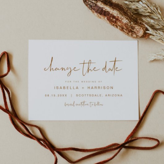 Invitation INDIE Boho Beige Orange Brûlé Changez la Date