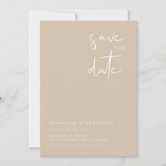 Invitation INDIE Boho Terre Toned Beige Enregistrer la date (Devant)