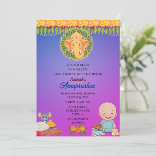 Invitation indienne du premier riz "Annaprashan" (Debout devant)