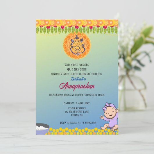 Invitation indienne du premier riz "Annaprashan" (Debout devant)