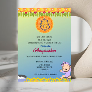 Invitation indienne du premier riz "Annaprashan"