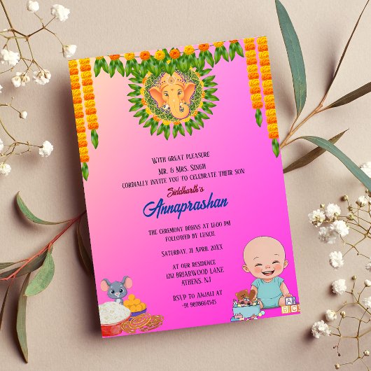 Invitation indienne du premier riz "Annaprashan"