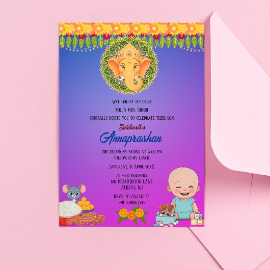 Invitation indienne du premier riz "Annaprashan"